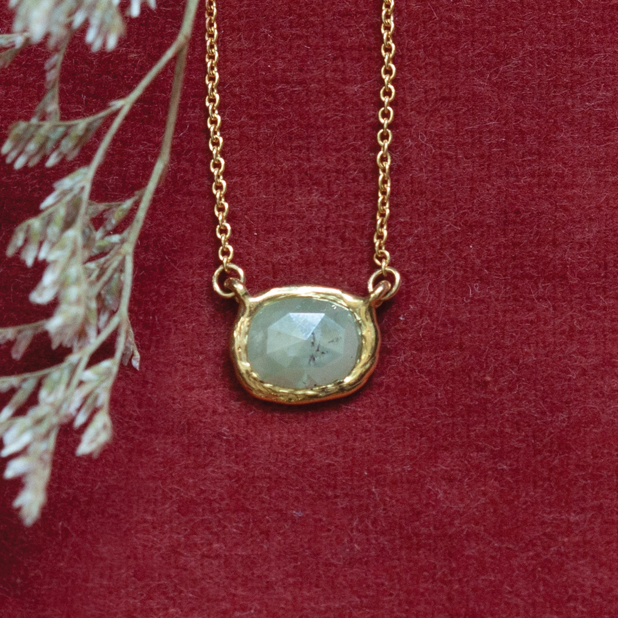 Oval Rose Cut Diamond Necklace
