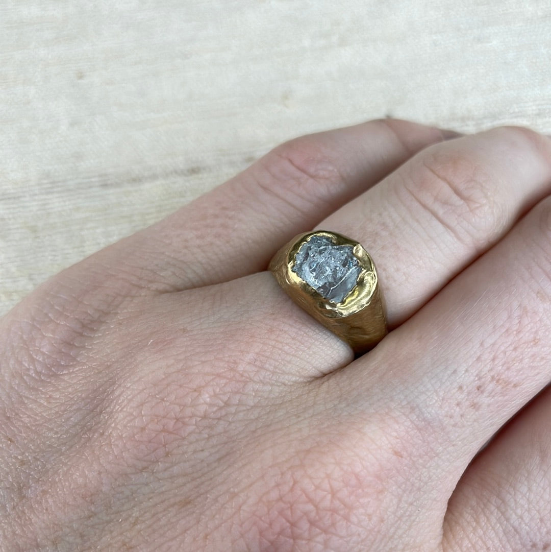 Rose quartz Signet Ring - Size 6