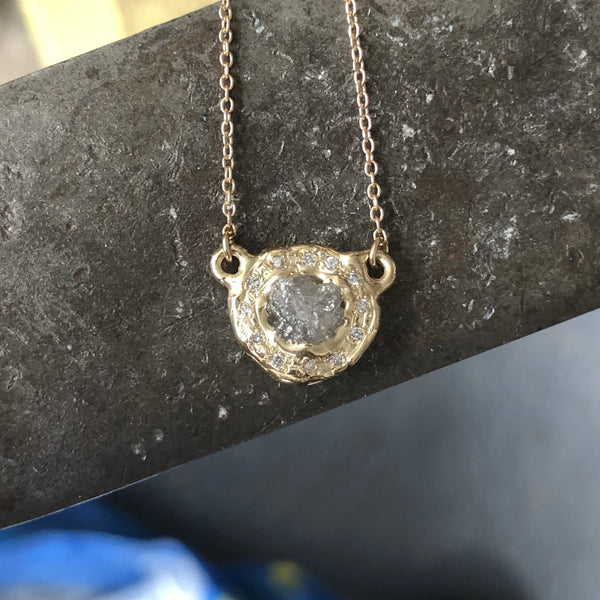 Rough cut diamond necklace sale