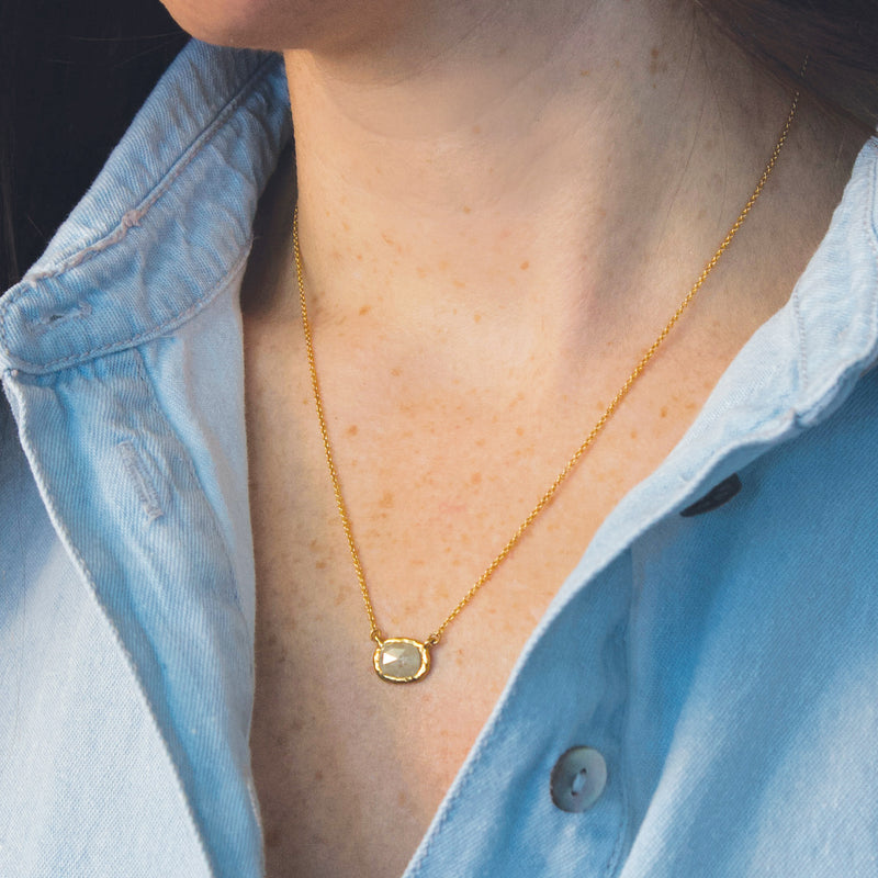 Oval Rose Cut Diamond Necklace