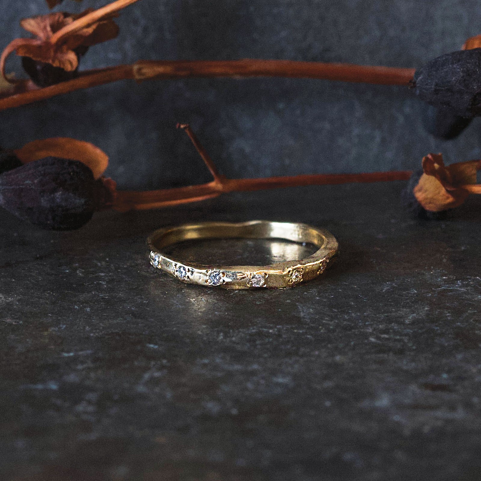 Diamond Weathered Stone Ring