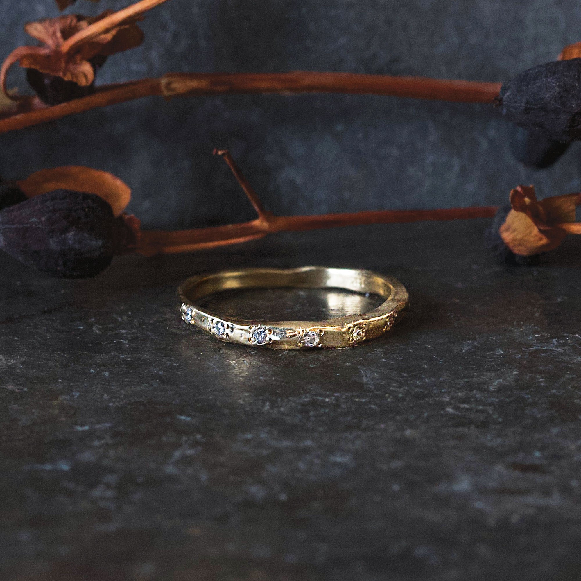 Diamond Weathered Stone Ring