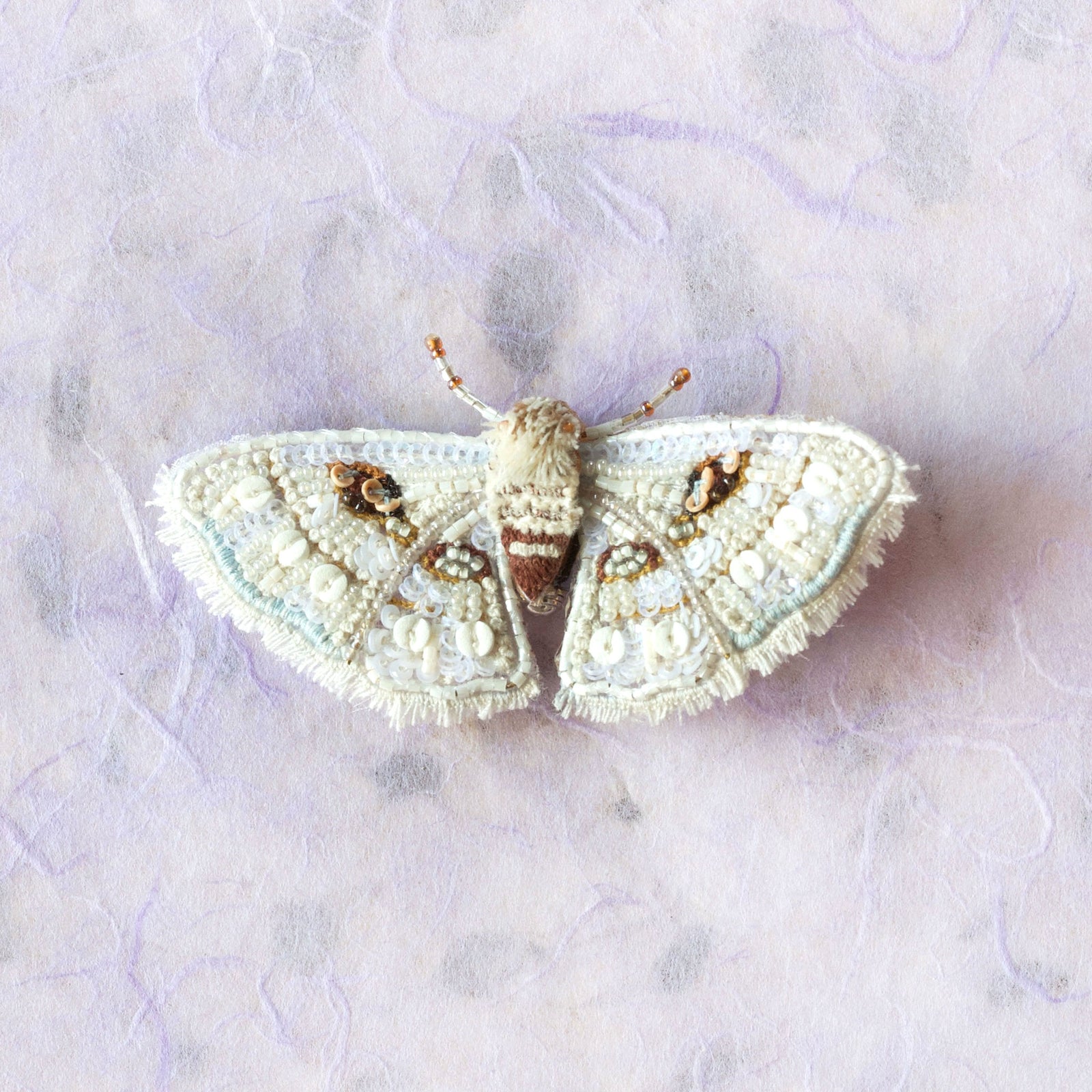 White Spring Moth Brooch by Trovelore