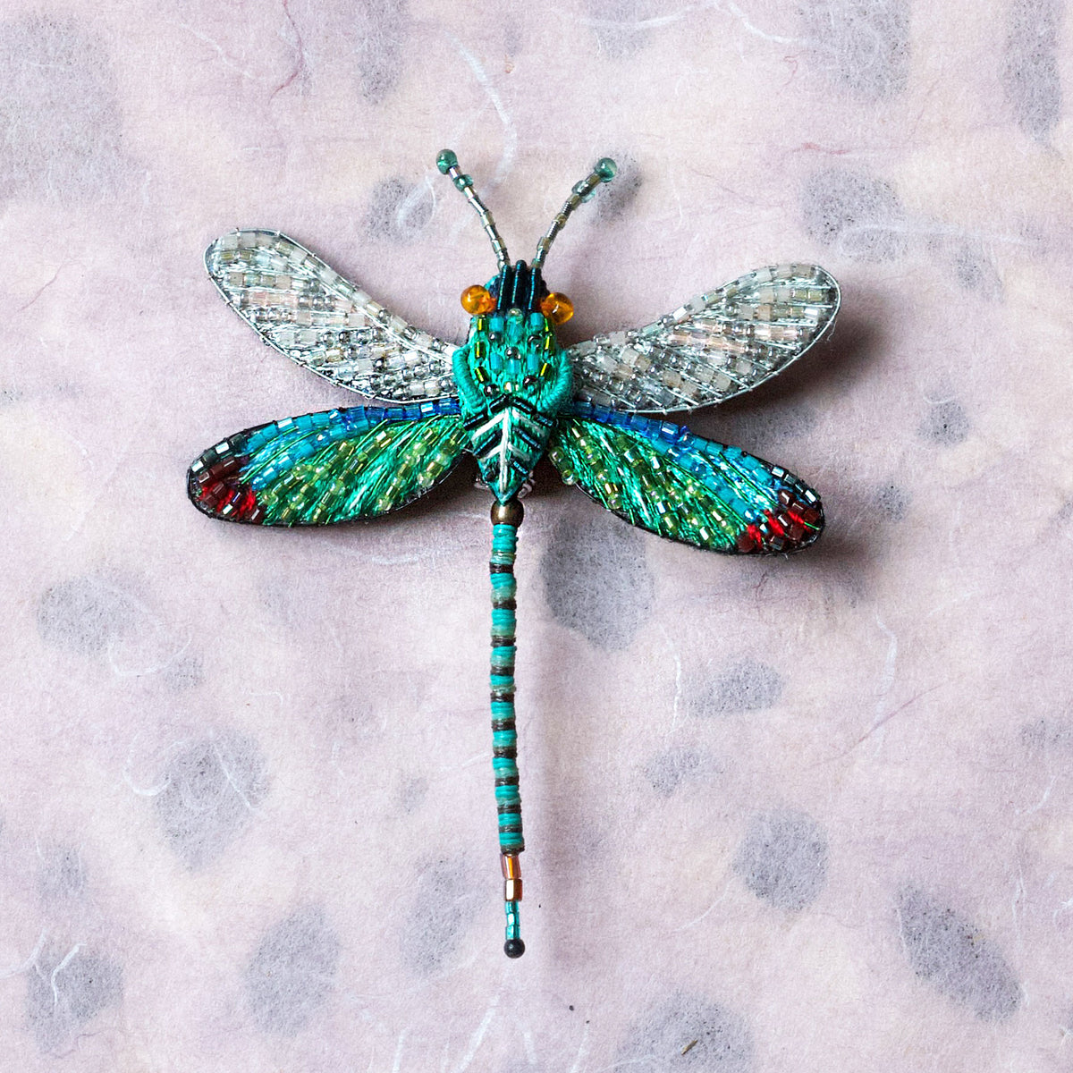 Oriental Greenwig Dragonfly Brooch by Trovelore