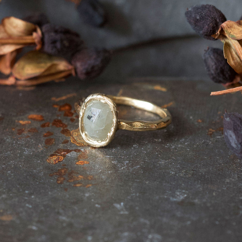 Oval Rose Cut Diamond Ring