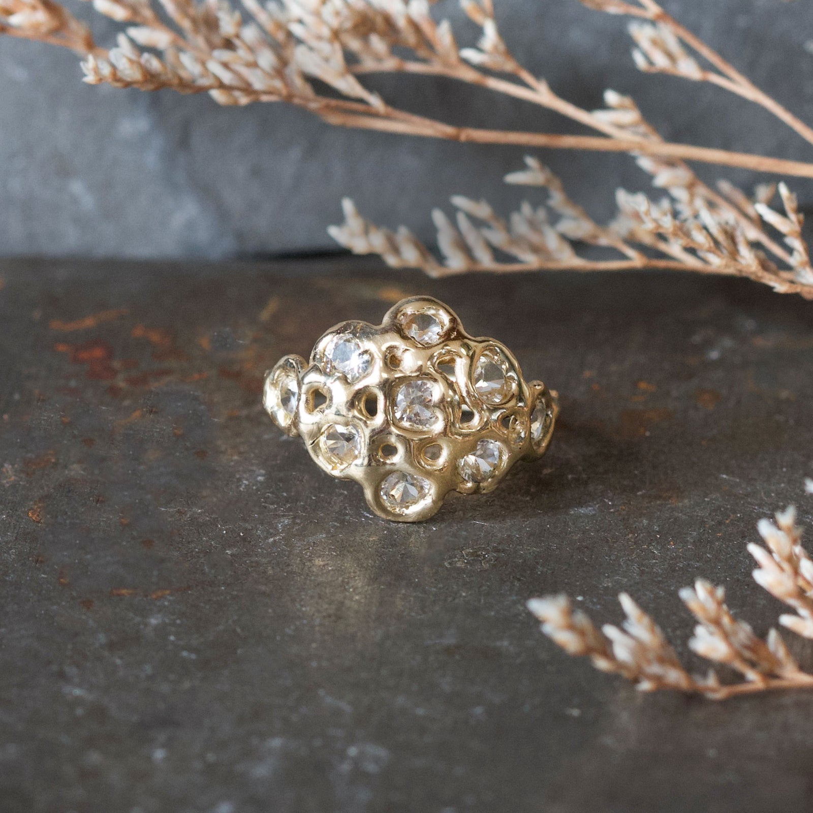 Sapphire Honeycomb Ring