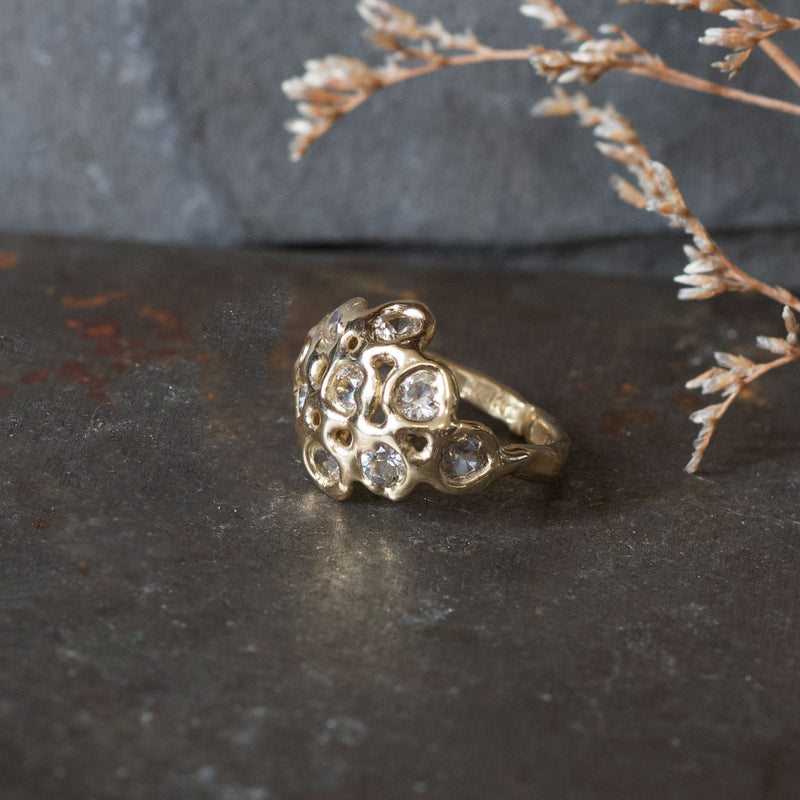 Sapphire Honeycomb Ring