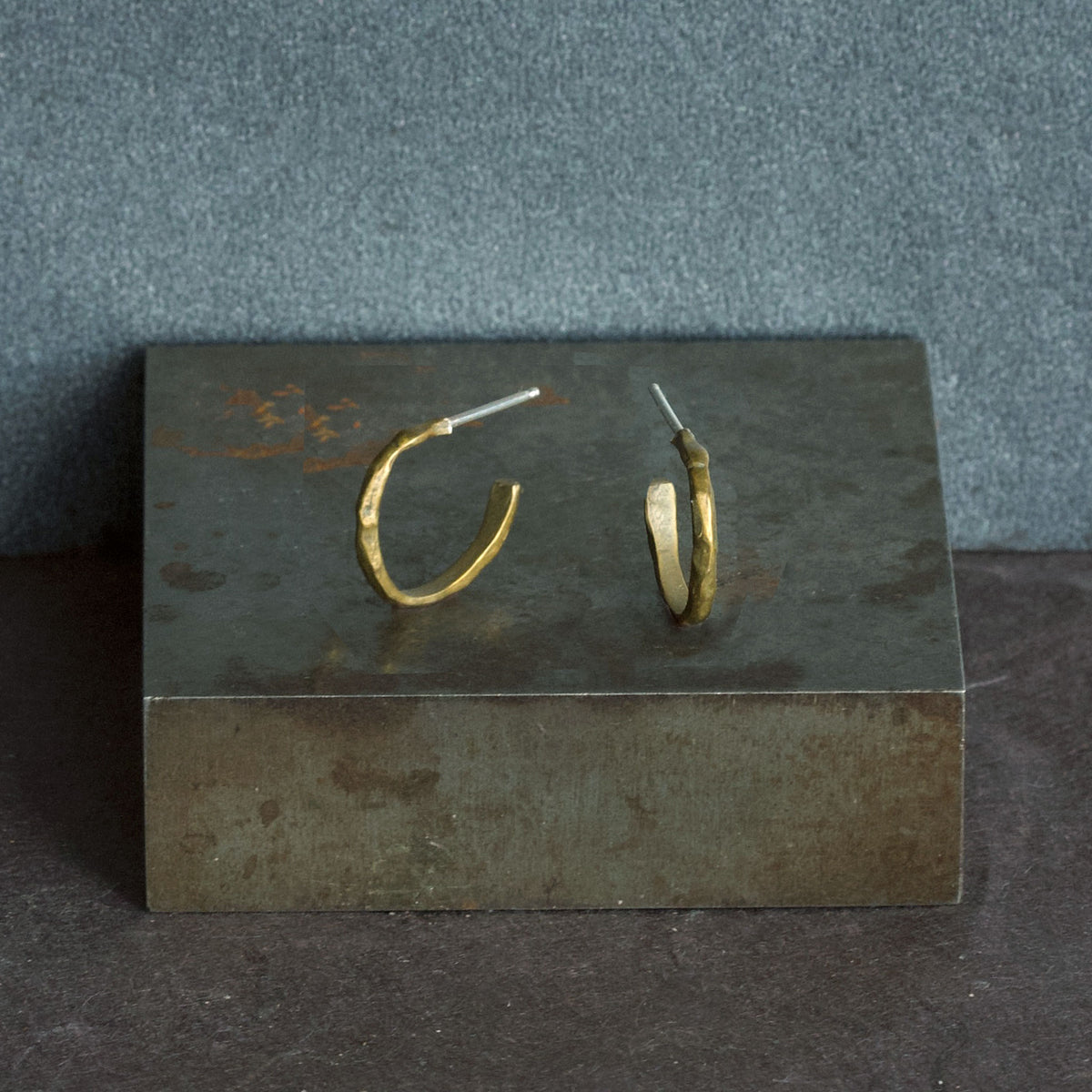 Weathered Stone Hoops - Sterling Silver