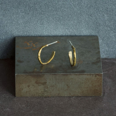 Weathered Stone Hoops - Sterling Silver