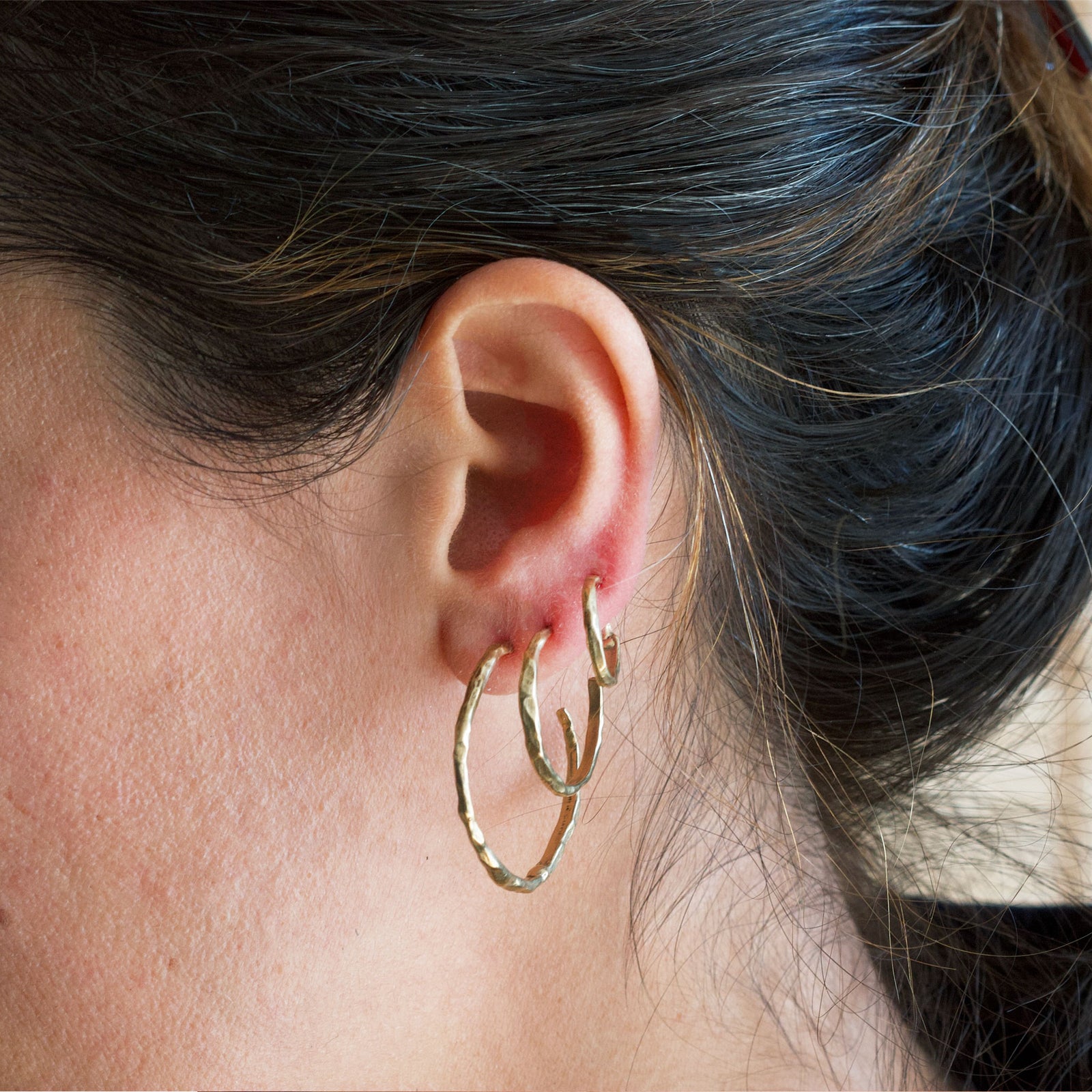 Weathered Stone Hoops - Brass