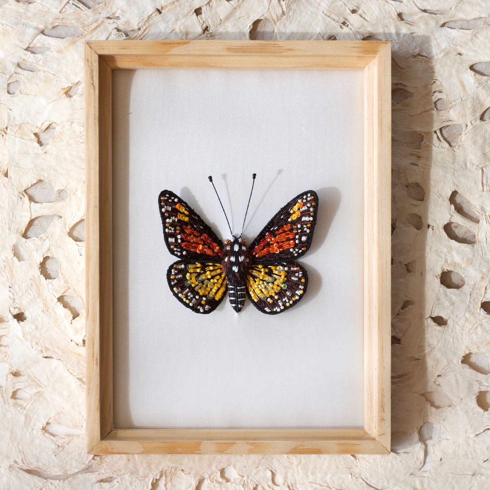 Framed Monarch Beaded Art by Trovelore