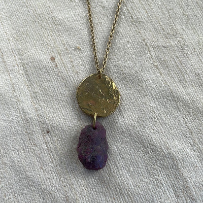Ruby & Ellipse Charm Pendant