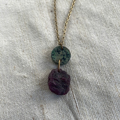 Ruby and African Turquoise Pendant