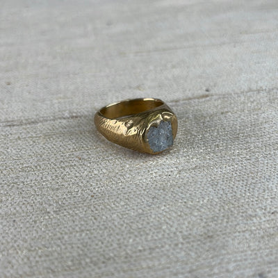 Rose quartz Signet Ring - Size 6