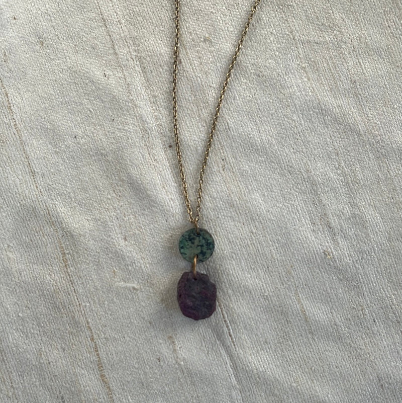 Ruby and African Turquoise Pendant