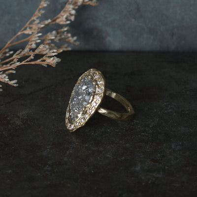 One of a Kind Rough Diamond Halo Ring