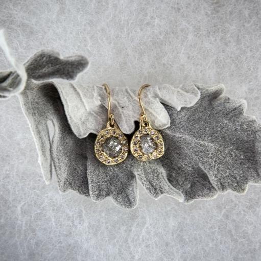 Rough Diamond Halo Earrings