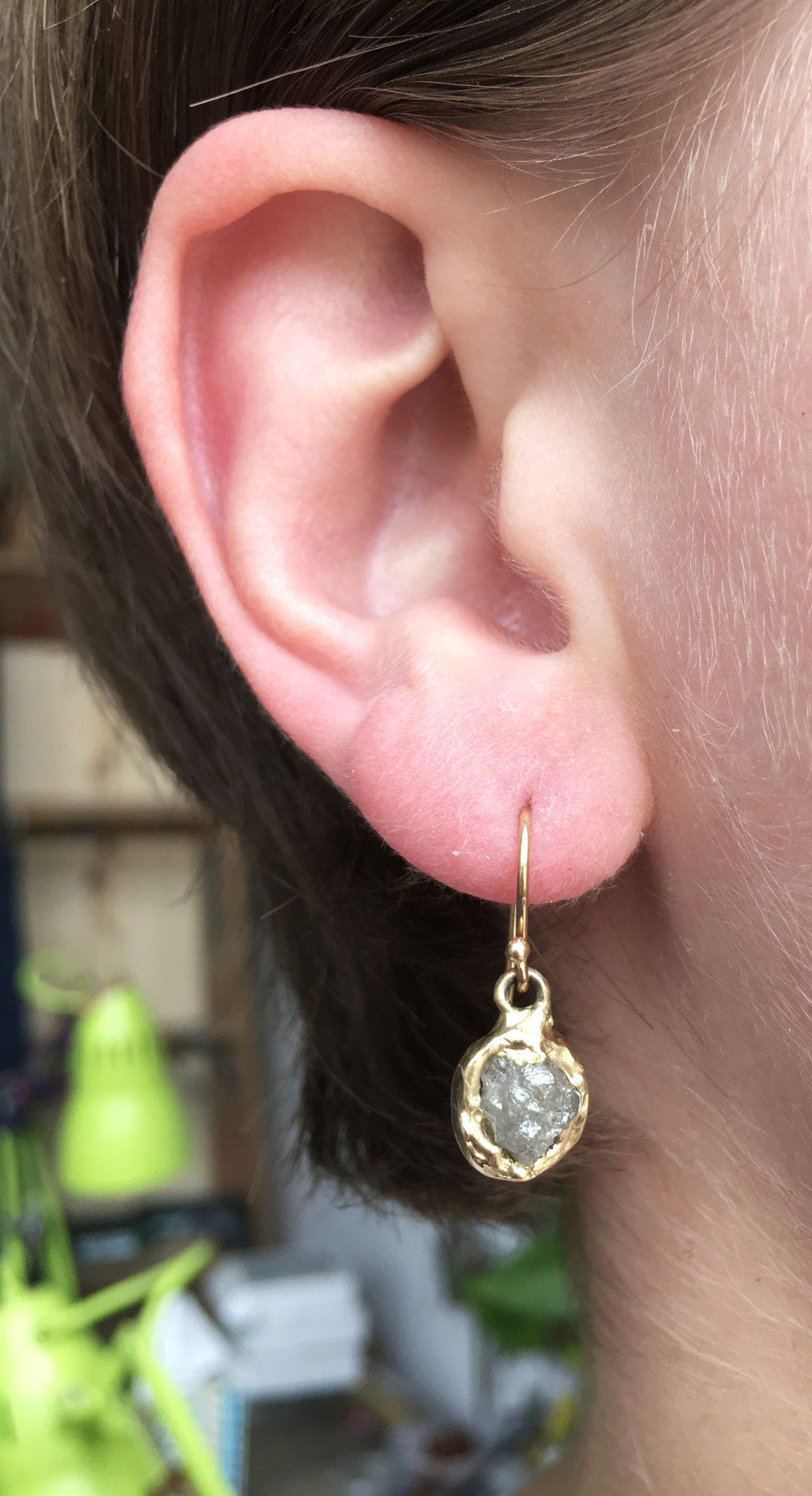 Rough Diamond Solitaire Earrings - Emilie Shapiro Studio