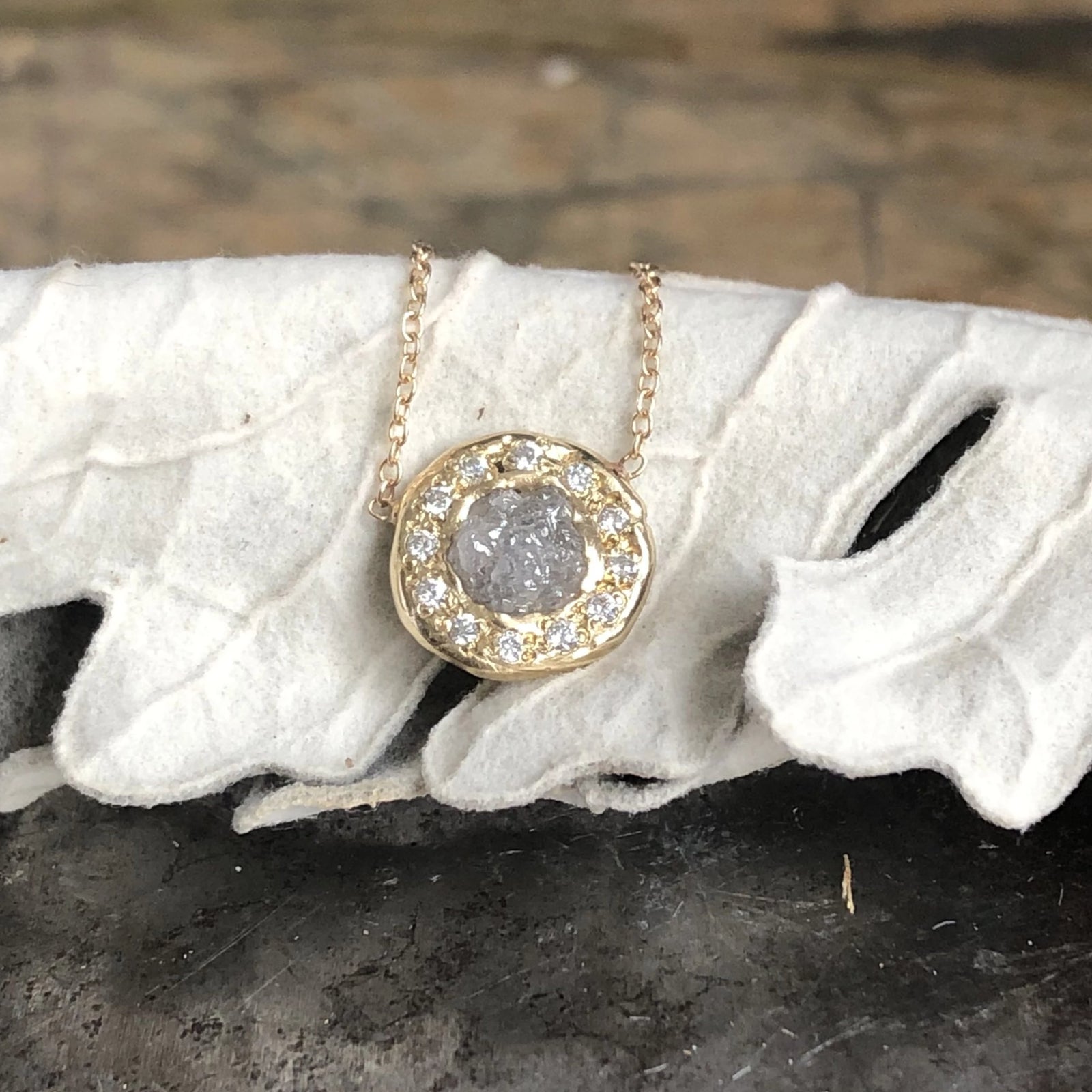 Rough Diamond Halo Pendant
