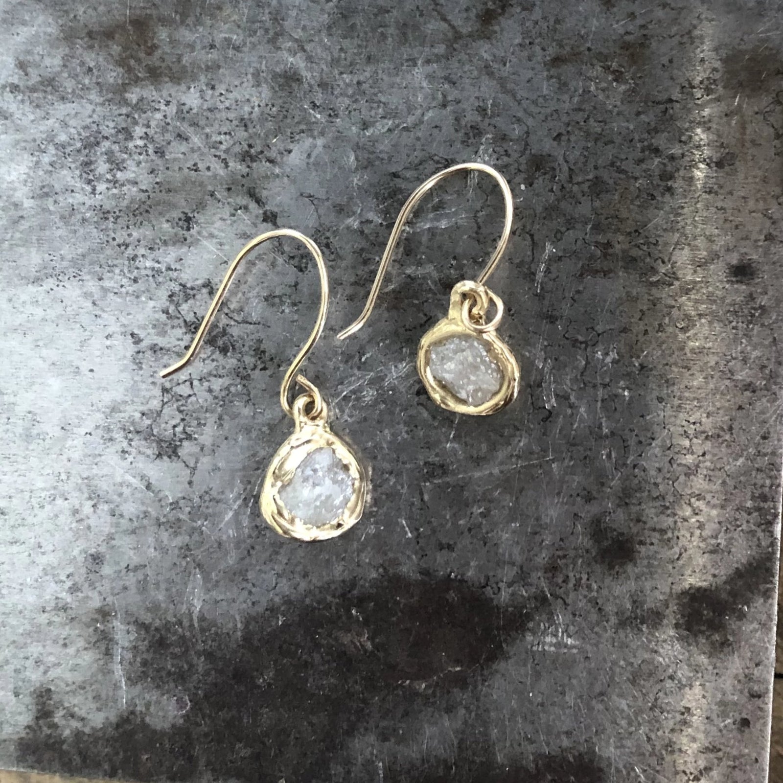 Rough Diamond Solitaire Earrings