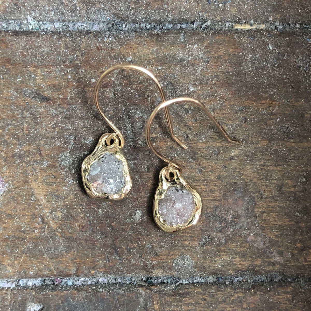 Rough Diamond Solitaire Earrings