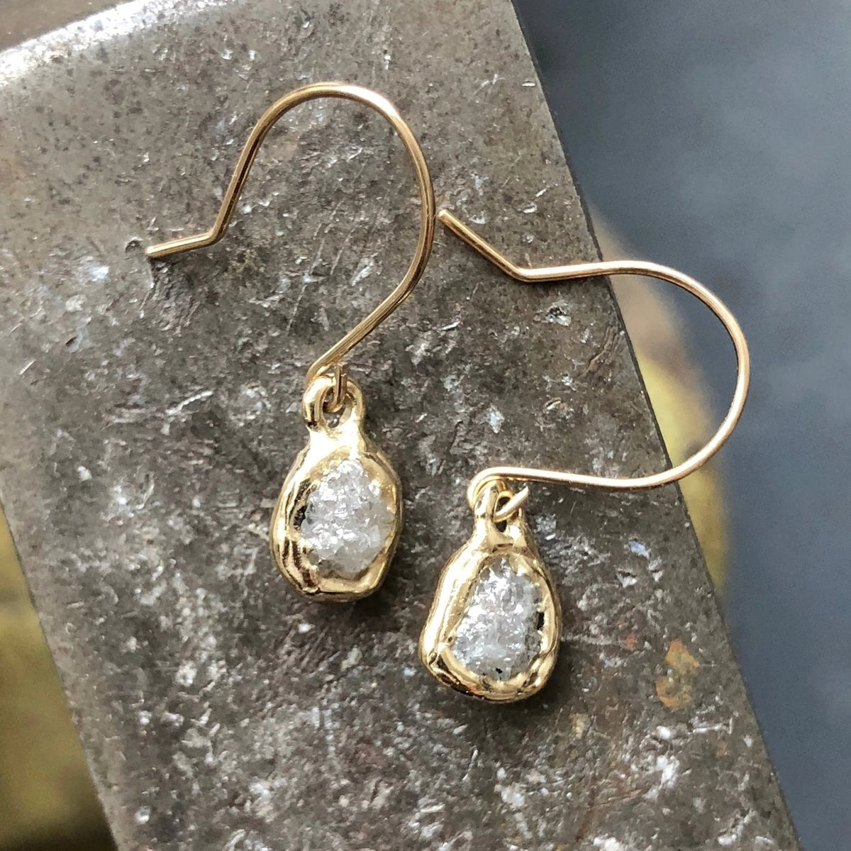 Rough Diamond Solitaire Earrings